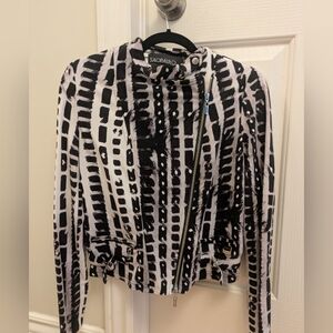 Saopaulo Black & White Printed Bomber Jacket